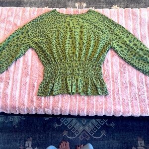 LEOPARD FALL Green Olive Animal print Small S Hailey & Co boutique